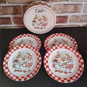Italian Chef Porcelain Dessert Plates Set of 4 by I. Godinger Co.